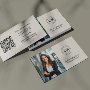 Modern Minimal Photo Logo QR Business Card