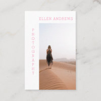 Modern Minimal Photo Pink White business card