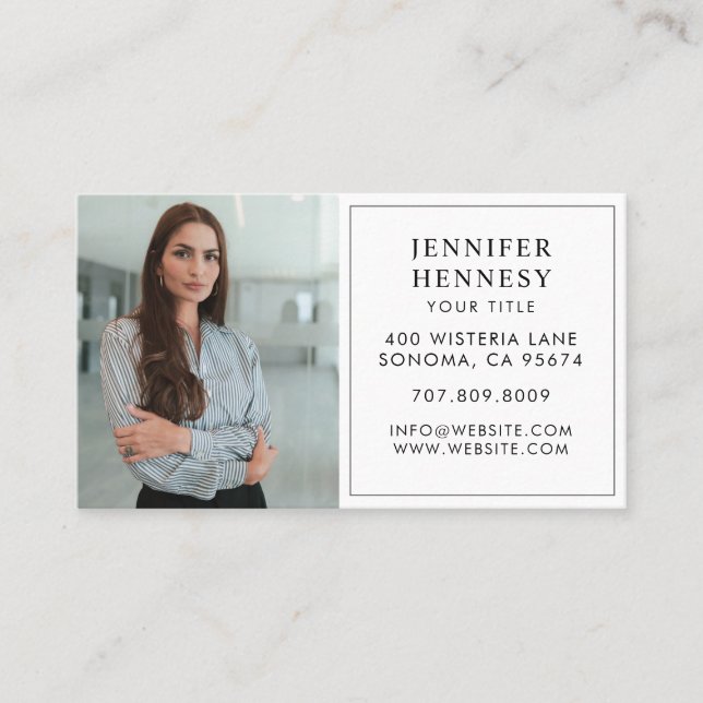 Modern Minimal Photo Professional Business Card (Front)