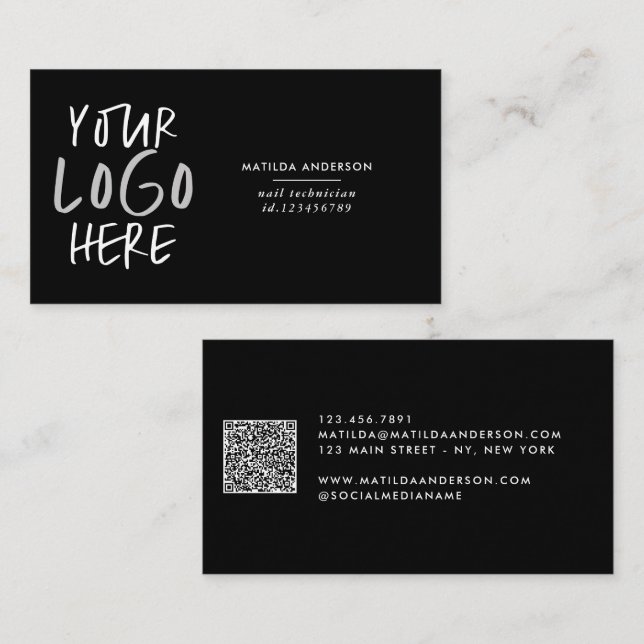 Modern, minimal photo replaceable logo  business card (Front/Back)