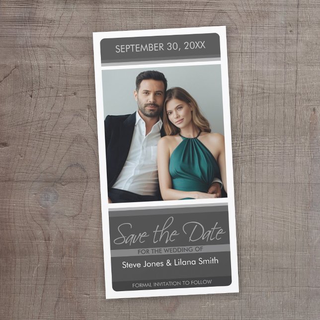 Modern Minimal Photo Save The Date (Save the Date - Modern Charcoal Grey Wedding)