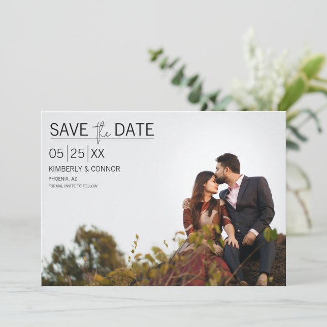Modern Minimal Photo Save the Date | Black (Standing Front)