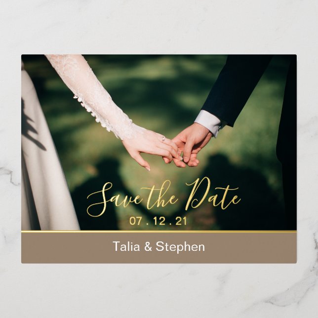 Modern Minimal Photo Save the Date Magnet Postcard (Front)