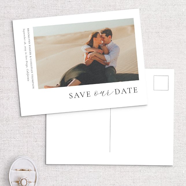 Modern Minimal Photo Save The Date Post Card (Creator Uploaded)
