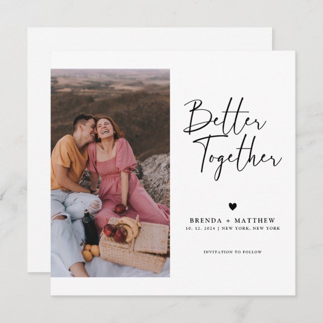 Modern Minimal Photo Wedding Save The Date  (Front/Back)