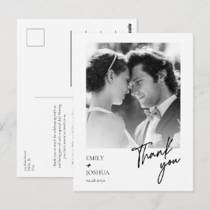 Modern Minimal Photo Wedding Thank You Postcard