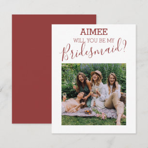 Modern Minimal Photo Will You Be My Bridesmaid