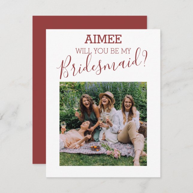 Modern Minimal Photo | Will You Be My Bridesmaid (Front/Back)