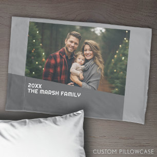 Modern Minimal Photo with Diagonal Colour Block Pillowcase
