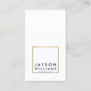 Modern Minimal Photographer Gold Square Logo I Business Card