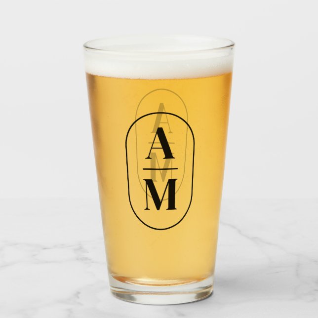 Modern Minimal Pill Monogram - Black Glass (Front Filled)