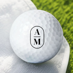 Modern Minimal Pill Monogram - Black Golf Balls