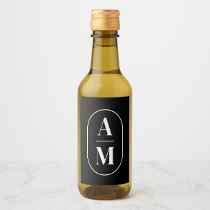 Modern Minimal Pill Monogram - Black Wine Label