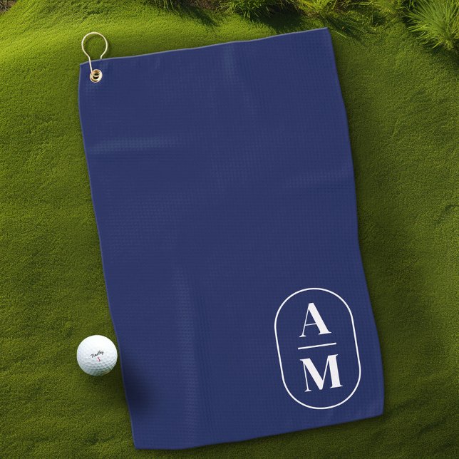 Modern Minimal Pill Monogram - Navy Blue Golf Towel (Custom Golf Towel with Monogram)