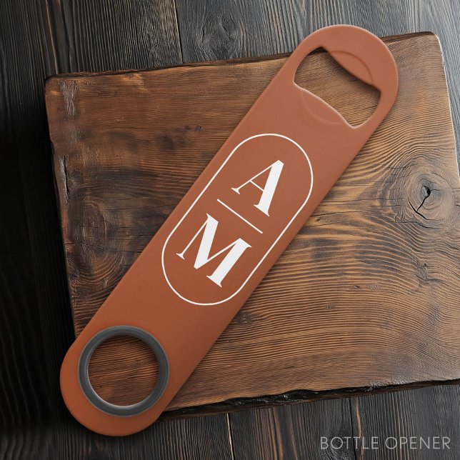 Modern Minimal Pill Monogram - Terra Cotta (Custom Bar Key)