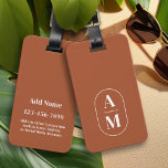 Modern Minimal Pill Monogram - Terra Cotta Luggage Tag<br><div class="desc">A trendy,  elegant design for your tag. Modern,  minimal lines makes this a classy addition to your luggage or bag.</div>
