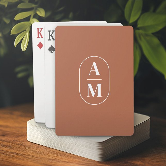 Modern Minimal Pill Monogram - Terra Cotta Playing Cards (Custom Playing Cards)