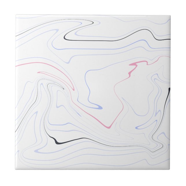 Modern & minimal pink, black, blue, white marble ceramic tile (Front)