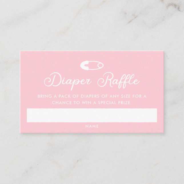 Modern Minimal Pink Diaper Raffle Ticket Enclosure Card (Front)