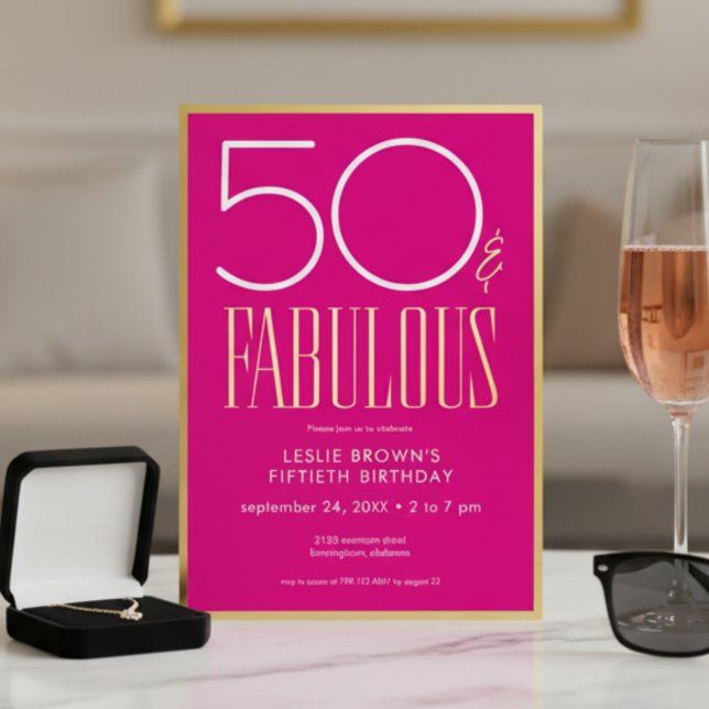 Modern Minimal Pink Fifty & Fabulous Birthday (Creator Uploaded)