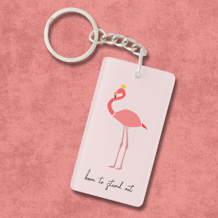 Modern Minimal Pink Flamingo Key Ring