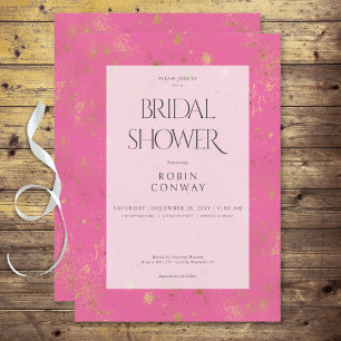 Modern Minimal Pink & Gold Glitter Bridal Shower Invitation