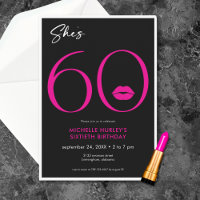 Modern Minimal Pink Lips She's Sixty Birthday