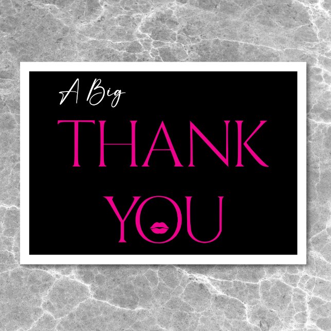 Modern Minimal Pink Lips She's Thirty Birthday Thank You Card (Modern Minimal Pink Lips She's Thirty Birthday Thank You Card)