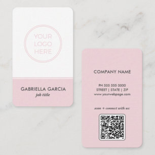 Modern Minimal Pink Logo Scannable Business Card