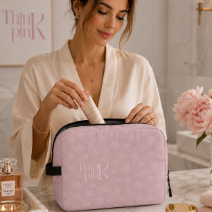 Modern Minimal Pink Monogram Think Pink Dopp Kit
