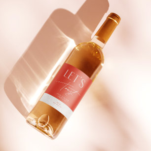 Modern Minimal Pink Personalised Wedding Bottle Wine Label