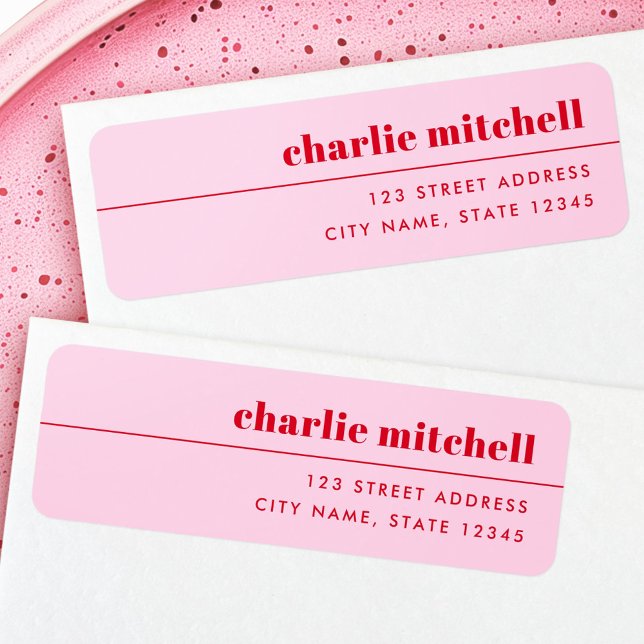 Modern minimal pink red return address label (Modern minimal pink red return address label)