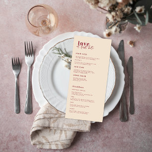 Modern Minimal   Pink & Red Wedding Menu