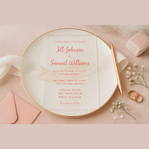 Modern Minimal Pink Script Wedding Acrylic Invitations