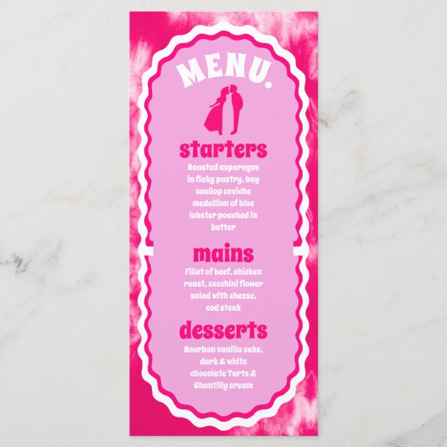 Modern Minimal Pink Tie Dye Retro Arch Bold Menu (Front)