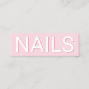 Modern minimal pink typography nails mini business card