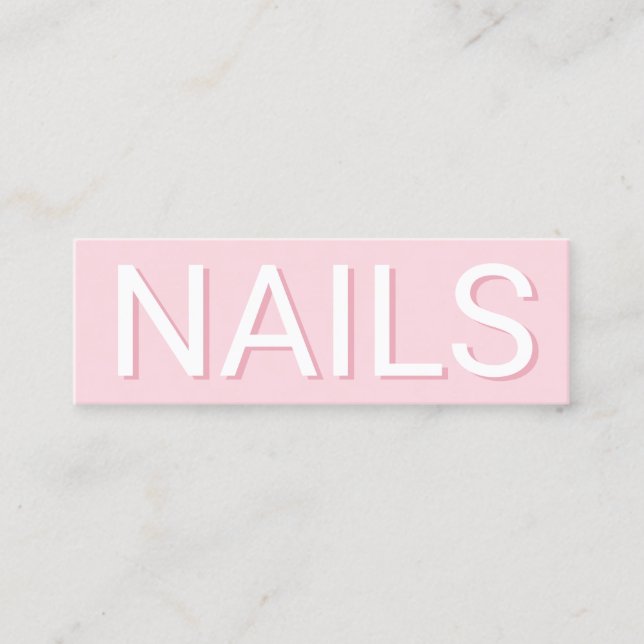 Modern minimal pink typography nails mini business card (Front)