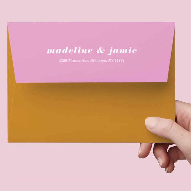 Modern Minimal Pink & Yellow Personalised Wedding Envelope (Creator Uploaded)