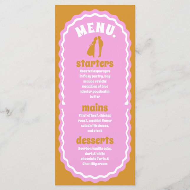 Modern Minimal Pink & Yellow Retro Wavy Arch Menu (Front)