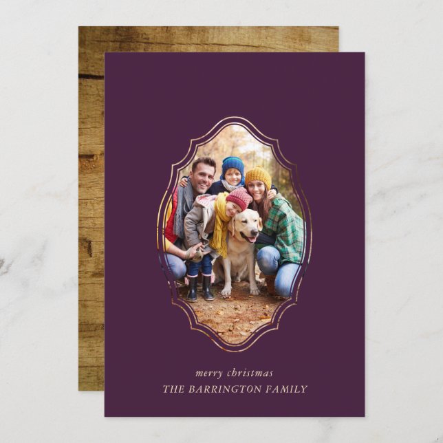 Modern Minimal Plum And Wood Photo (Front/Back)