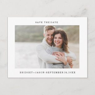 Modern MINIMAL Portrait Photo SAVE THE DATE Announcement Postcard