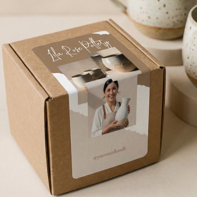 Modern Minimal Pottery Ceramic Business Box Wrap (Modern Minimal Pottery Ceramic Business Box Wrap Label)