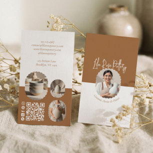 Modern Minimal Pottery Photo Collage Business Card