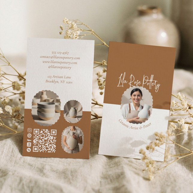 Modern Minimal Pottery Photo Collage Business Card (Modern Minimal Pottery Photo Collage Business Card)
