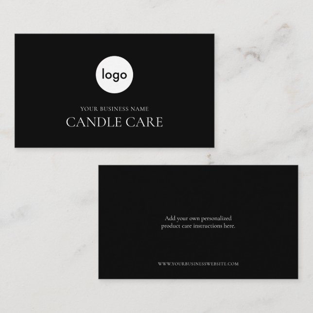 Modern Minimal Product Care Instructions Business Card (Front/Back)