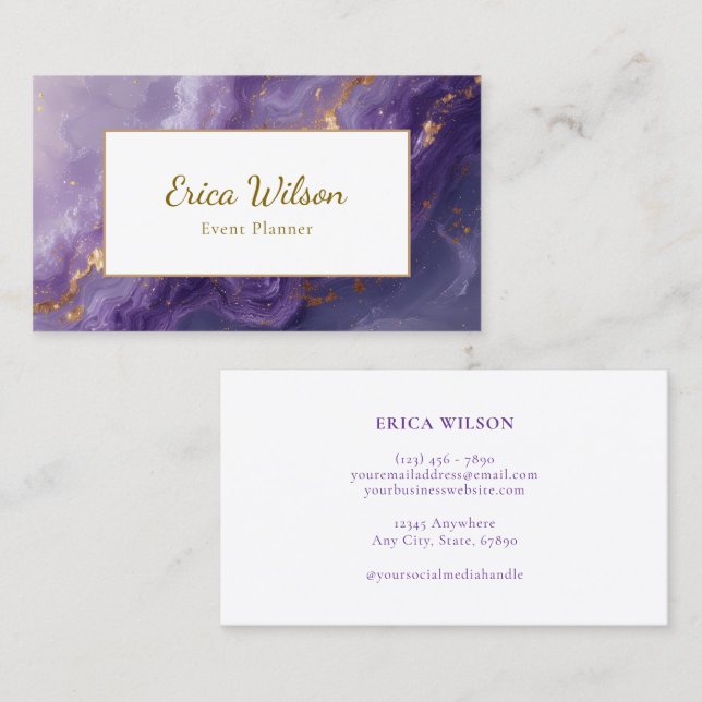 Modern Minimal Professional Agate  Business Card (Front/Back)