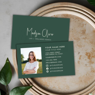 Modern Minimal Professional Business Photo Green Card
