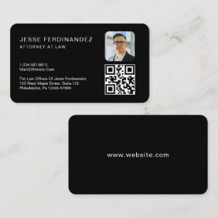 Modern Minimal Professional QR Code Black Business Card
