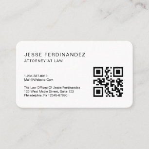 Modern Minimal Professional QR Code white Business Card