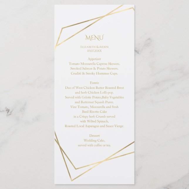 Modern, minimal, pur, white, gold (imitat)   menu (Front)